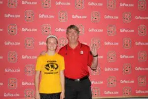 (Left) Kassie Ayers takes a shot at the Wolfpack Women’s Basketball Camp at N.C. State University in Raleigh.