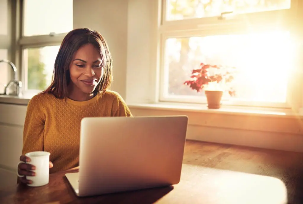 Woman working from home on laptop