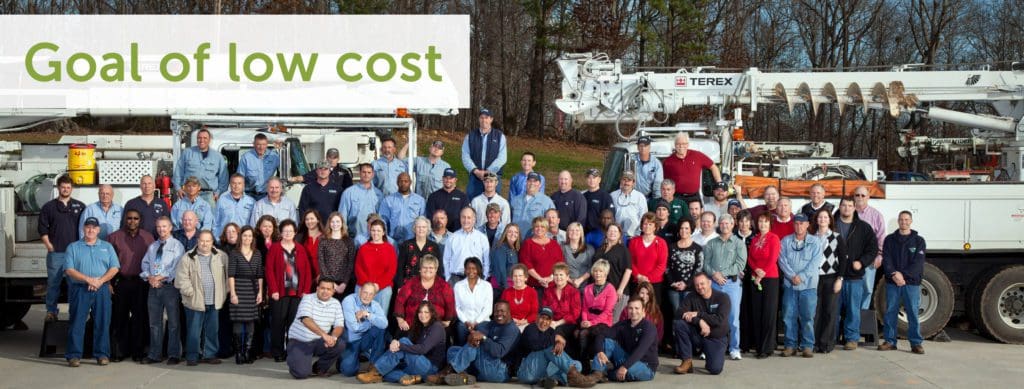 goal of low cost. Image of group photo of Piedmont Electric employees.