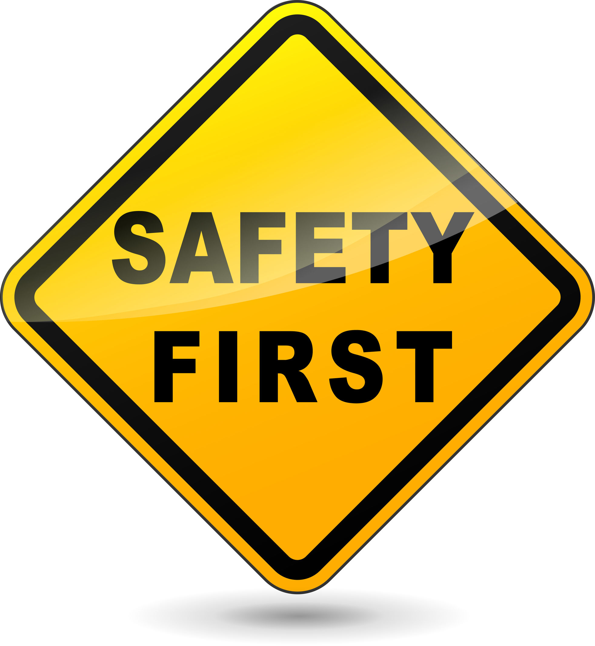 illustration of yellow design sign for safety first
